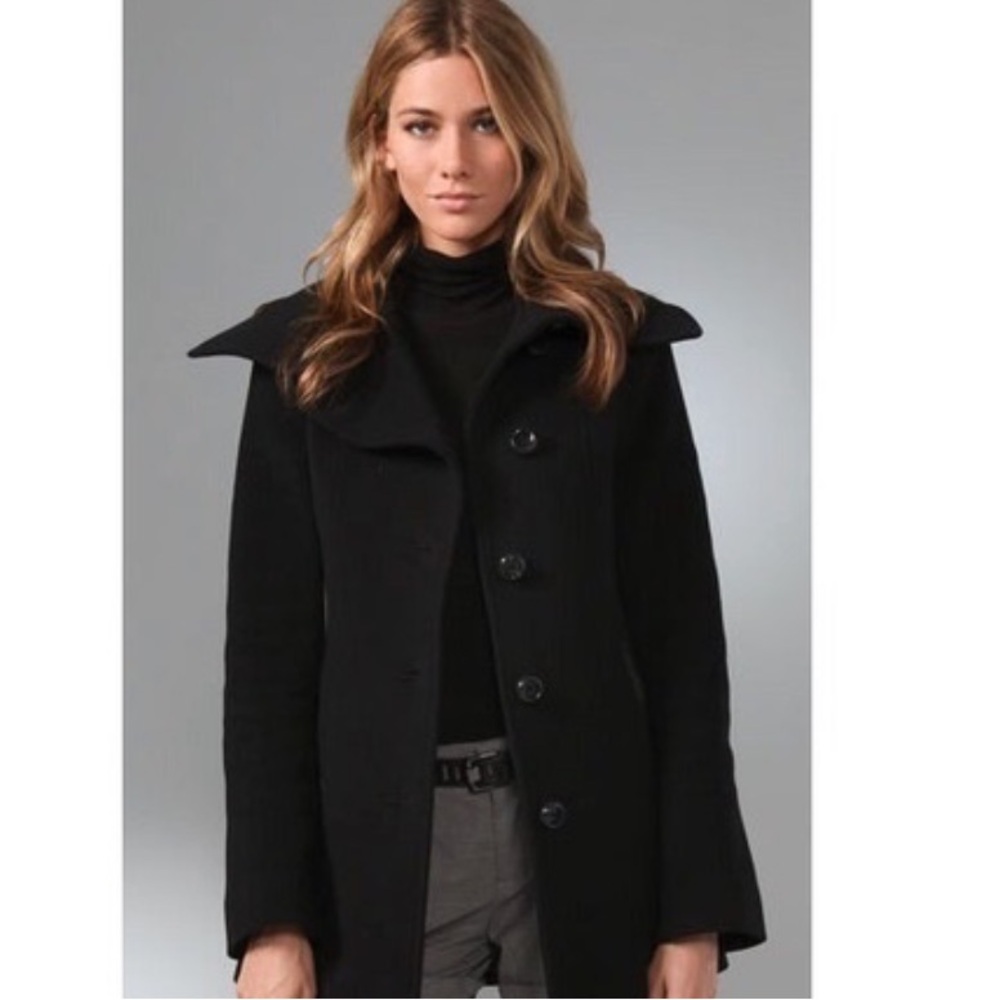 Mackage Cashmere Wool Blend / Leather Winter Jacket in Black size S